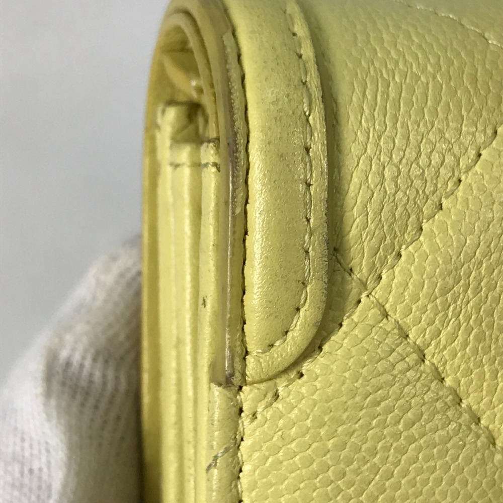 CHANEL Authentic Yellow Caviar Leather Logo Wallet - Picture 9 of 16